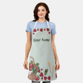 いちごバスケット全周プリントエプロン媒体 エプロン (着用した状態)