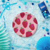 いちごパターンパーティーの紙皿 ペーパープレート (パーティー)