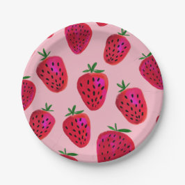 いちごパターンパーティーの紙皿 ペーパープレート