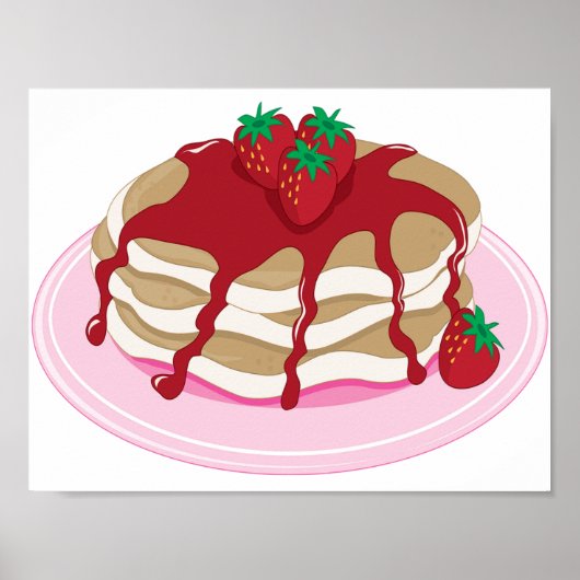 いちごパンケーキ 甘い朝食 ポスター (正面)
