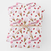 いちごパーソナライズされたお洒落アイスクリームコーン ラッピングペーパーシート (インサイチュ)