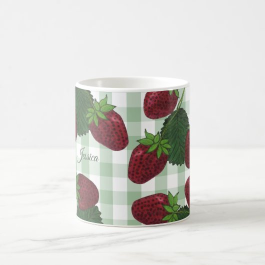 いちごパーソナライズされたつる植物コーヒーマグ コーヒーマグカップ (中央)