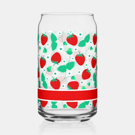 いちごパーソナライズされたとデイジーの花が可愛い ガラス缶 (裏面)