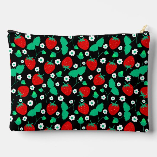 いちごパーソナライズされたとデイジーの花 アクセサリーポーチ (裏面)