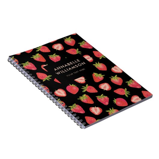 いちごパーソナライズされたの柄 ノートブック (右側)