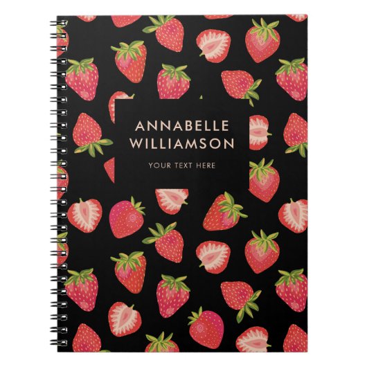 いちごパーソナライズされたの柄 ノートブック (正面)
