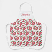 いちごパーソナライズされたの水彩手色彩の鮮やか型 エプロン (正面)