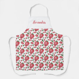 いちごパーソナライズされたの水彩手色彩の鮮やか型 エプロン