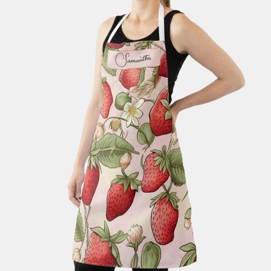 いちごパーソナライズされたエプロンヴィンテージフルーツデザイン エプロン (インサイチュ)