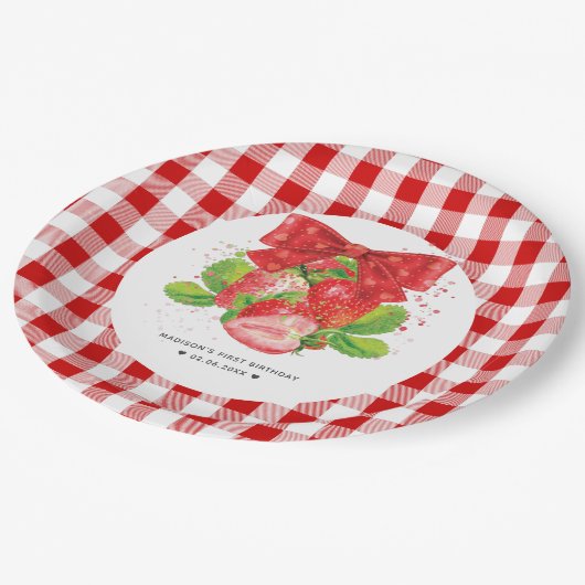 いちごパーソナライズされたテーマ誕生日かわいい夏 ペーパープレート (アングル)