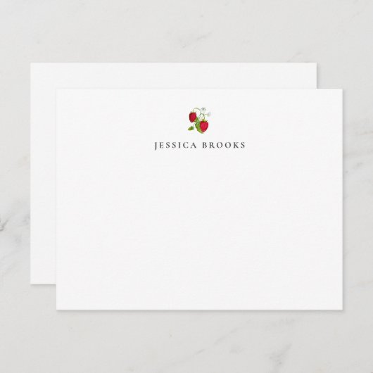 いちごパーソナライズされたノートカード 招待状 (正面/裏面)