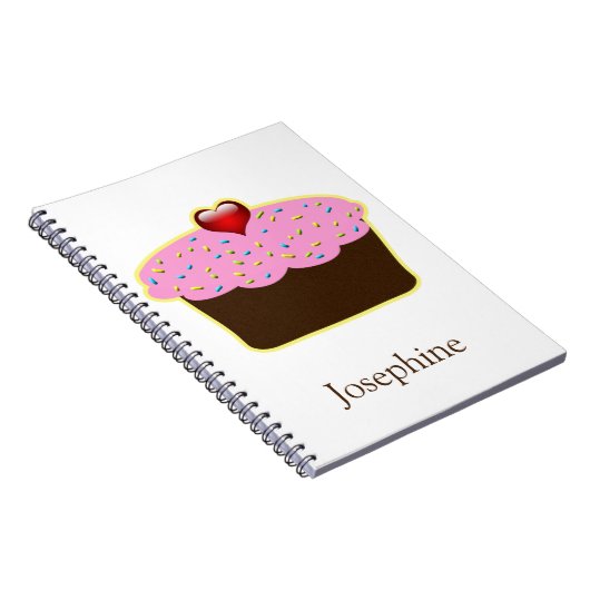 いちごパーソナライズされたハートカップケーキをテーマにしたギフト ノートブック (右側)