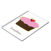 いちごパーソナライズされたハートカップケーキをテーマにしたギフト ノートブック (左側)