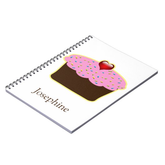 いちごパーソナライズされたハートカップケーキをテーマにしたギフト ノートブック (左側)
