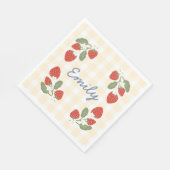 いちごパーソナライズされたベリースイーツパーティーピクニック スタンダードランチョンナプキン (角)