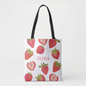 いちごパーソナライズされた名 トートバッグ (正面)