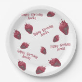 いちごパーソナライズされた誕生日 ペーパープレート (正面)