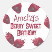 いちごパーソナライズされた誕生日 ラウンドシール (正面)