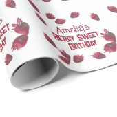 いちごパーソナライズされた誕生日 ラッピングペーパー (ロールコーナー)