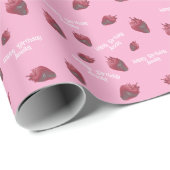 いちごパーソナライズされた誕生日 ラッピングペーパー (ロールコーナー)