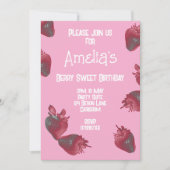 いちごパーソナライズされた誕生日 招待状 (正面)