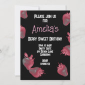 いちごパーソナライズされた誕生日 招待状 (正面)