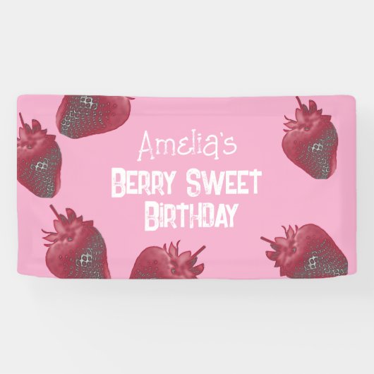 いちごパーソナライズされた誕生日 横断幕 (横)