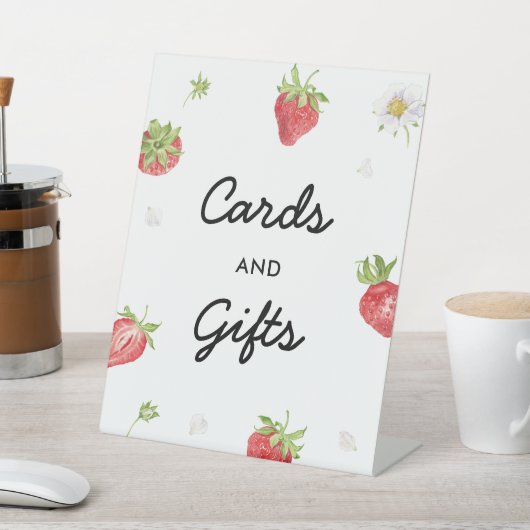 いちごパーティーカードとギフトテーブルのサイン 台座サイン (インサイチュ)
