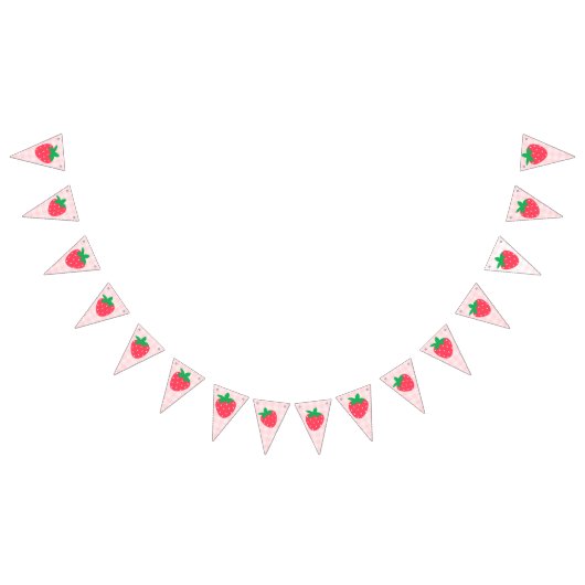 いちごピンクかわいいベリー ファースト 1歳の誕生日 バンティングフラッグ (全)