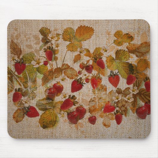 いちごフランスののクレトン マウスパッド (正面)