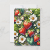 いちごプリントのフラットな感謝カード サンキューカード (裏面)