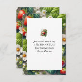 いちごプリントのフラットな感謝カード サンキューカード (正面/裏面)