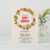 いちごベイビーシャワーの誕生日招待状 招待状 (スタンド正面)