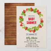 いちごベイビーシャワーの誕生日招待状 招待状 (正面/裏面)