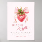 いちごベビーシャワーディーパーラッフルテーブルサイン ポスター (正面)