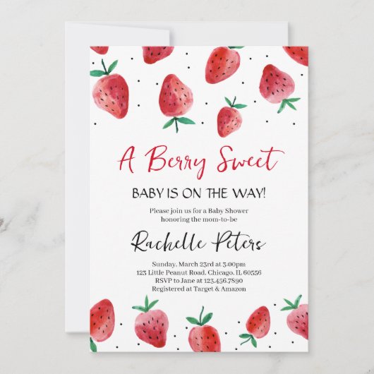 いちごベビーシャワー招待状 招待状 (正面)