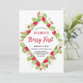 いちごベリー初めての女の子1歳の誕生日 招待状 (スタンド正面)