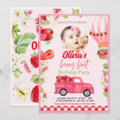 いちごベリー１歳の誕生日おめでとう！ 招待状 (正面/裏面)