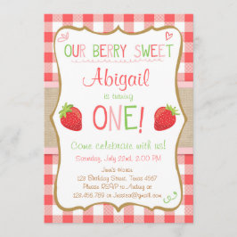 いちごベリー スウィート ピンク レッド ファーストバースデー 招待状