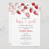 いちごベリー スウィート ベイビー シャワー 招待状 (正面/裏面)