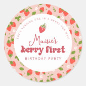 いちごベリー ファーストバースデーパーティー ラウンドシール (正面)