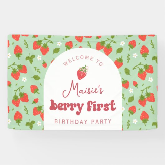 いちごベリー ファーストバースデーパーティー 背景 横断幕 (横)