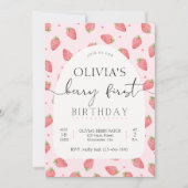 いちごベリー ファーストバースデー 招待状 (正面)