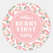 いちごベリー ファースト 1歳の誕生日パーティー ラウンドシール (正面)