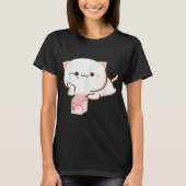 いちごミルクのかわいい猫 Tシャツ (正面)