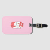 いちごミルクの紙パック型の荷物タグ ラゲッジタグ (正面横)