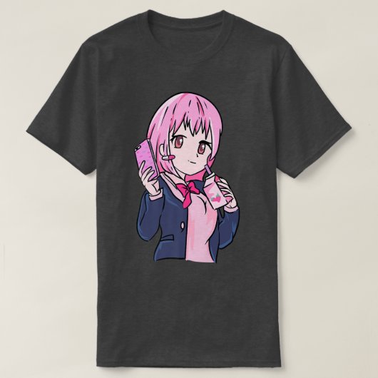 いちごミルクシェイクかわいい日本の美学アニメO Tシャツ (デザイン正面)