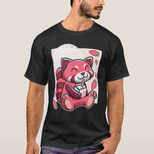 いちごミルク入り赤パンダ Tシャツ