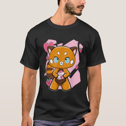いちごミルク入り赤パンダ Tシャツ (正面)