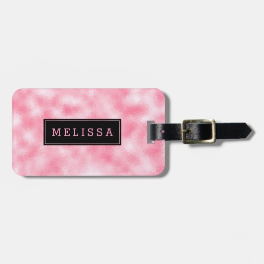 いちごモダンとクリームグリッターのテクスチャ ラゲッジタグ (正面横)